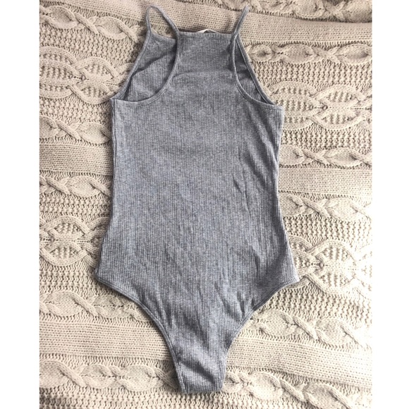 Ribbed Grey Bodysuit - Picture 2 of 3